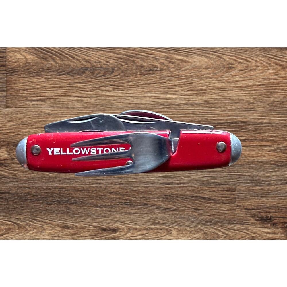 Vintage Yellowstone Park Camping Utensil Multi Tool Spoon Fork Knife USA